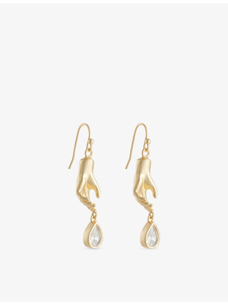 Paloma metal drop earrings with cubic zirconia - British product