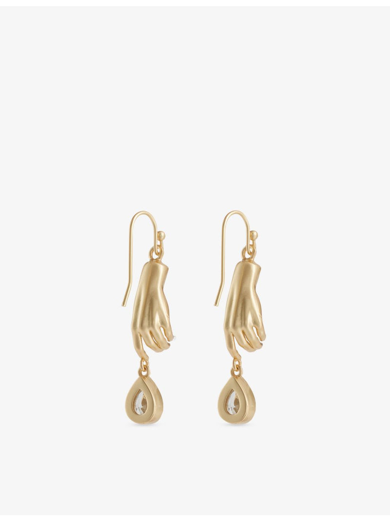 Paloma metal drop earrings with cubic zirconia - British product