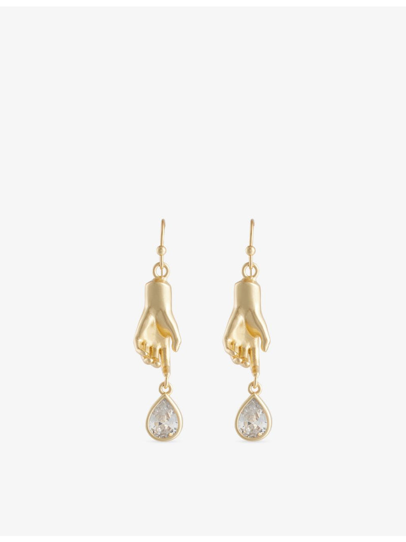 Paloma metal drop earrings with cubic zirconia - British product
