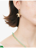 Oceanus sea turtle drop hoop earrings with cubic zirconia, UK version