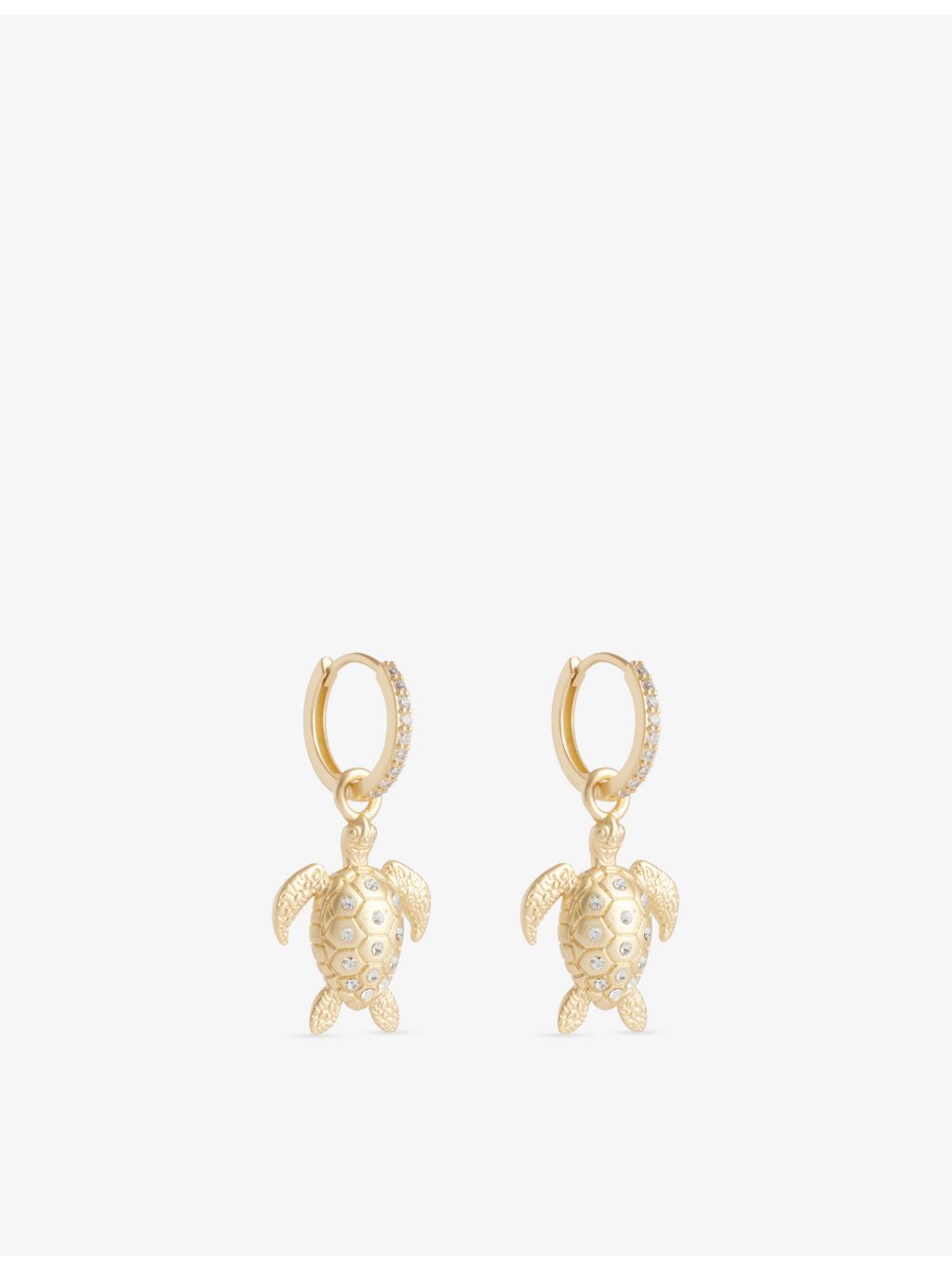 Oceanus sea turtle drop hoop earrings with cubic zirconia, UK version