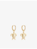 Oceanus sea turtle drop hoop earrings with cubic zirconia, UK version