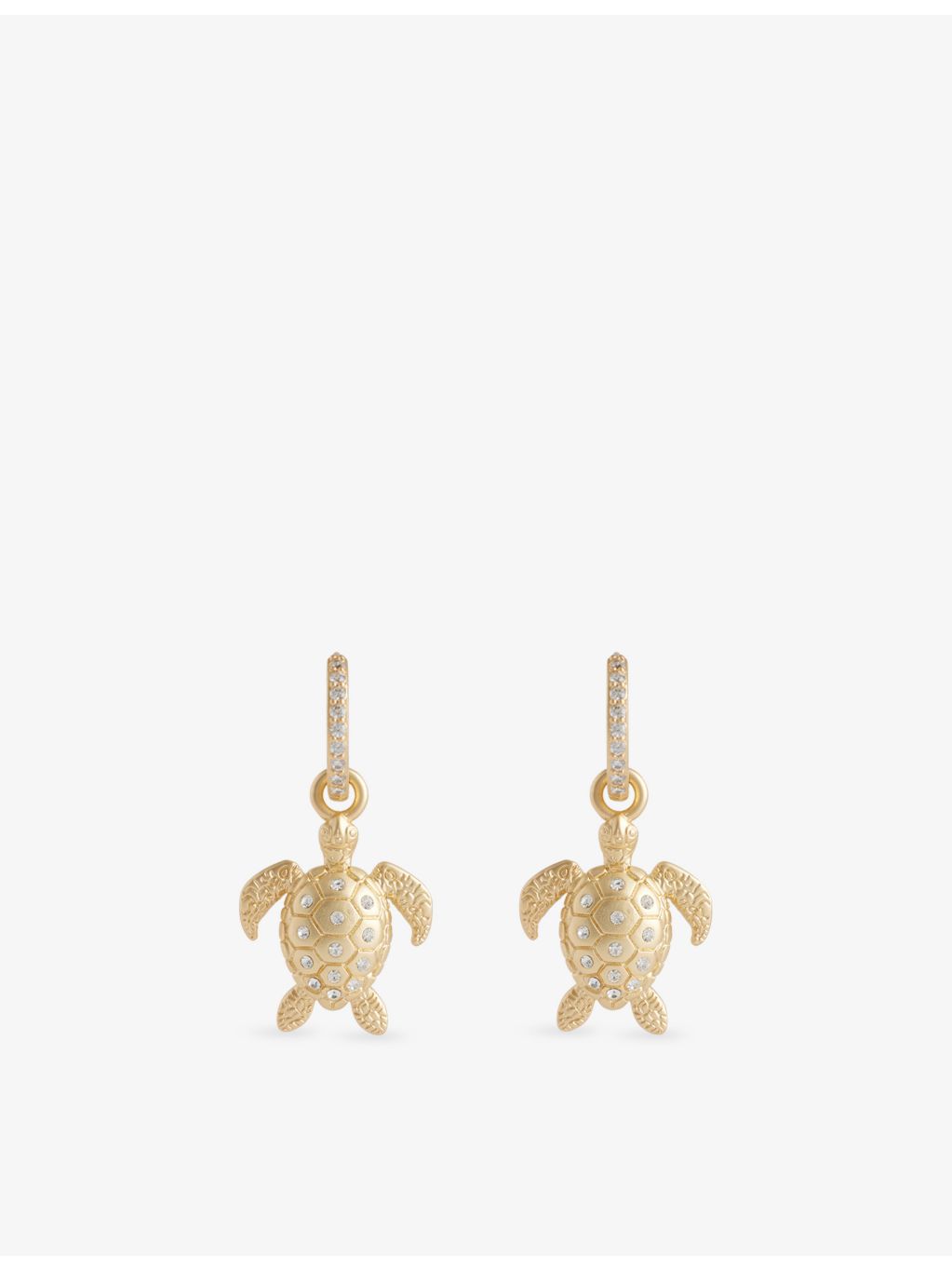 Oceanus sea turtle drop hoop earrings with cubic zirconia, UK version