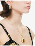 Oceanus T-Bar metal necklace with cubic zirconia crystal - British product
