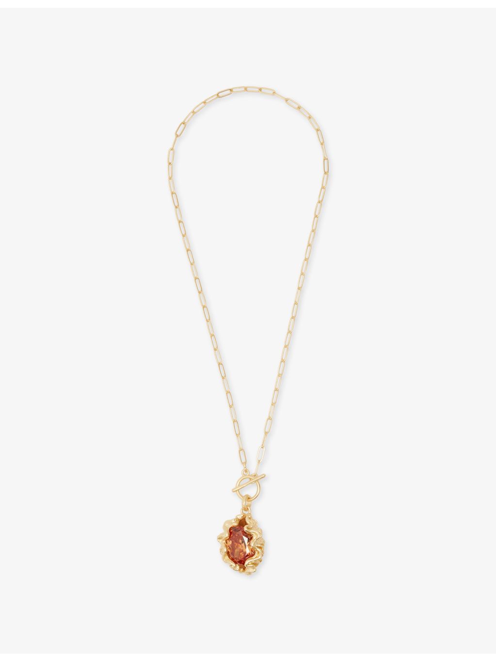 Oceanus T-Bar metal necklace with cubic zirconia crystal - British product