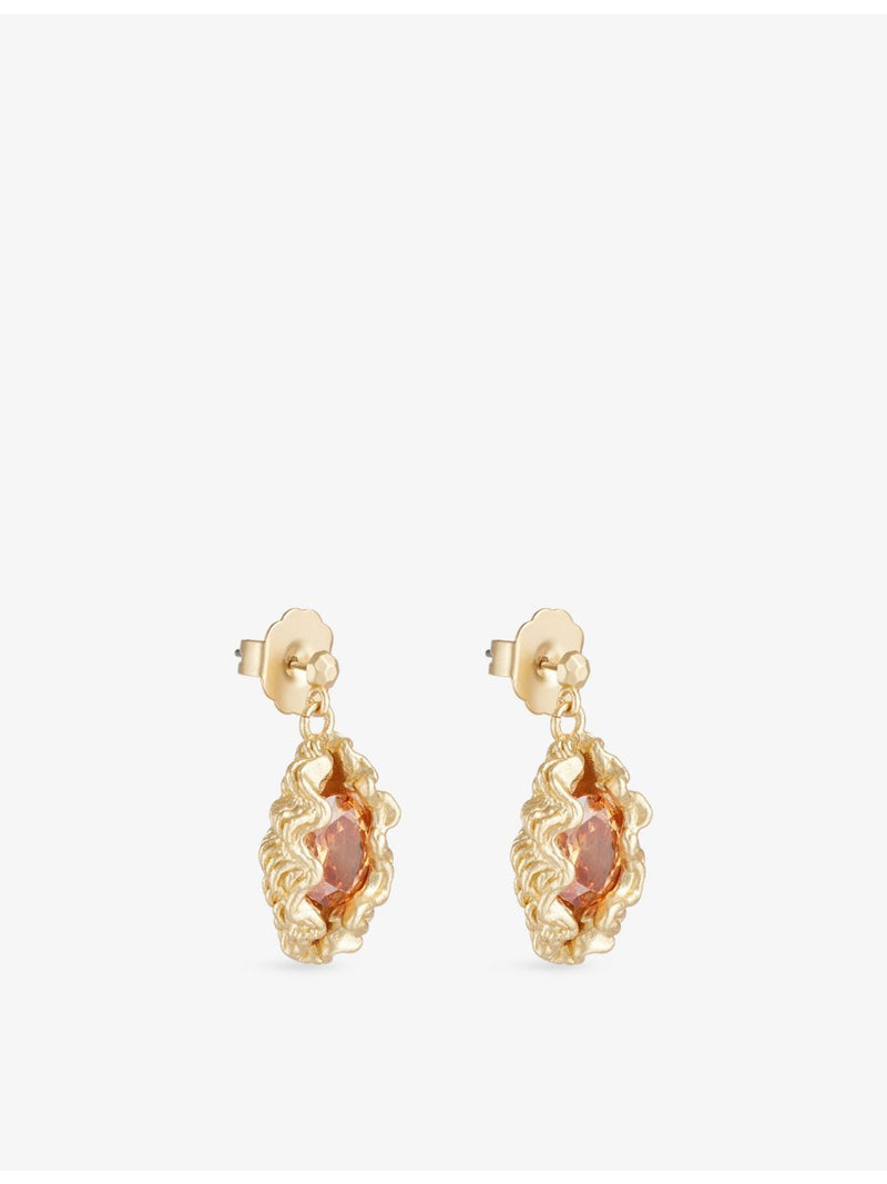 Panopea crystal metal drop earrings with cubic zirconia - British product