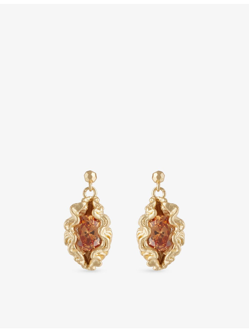 Panopea crystal metal drop earrings with cubic zirconia - British product