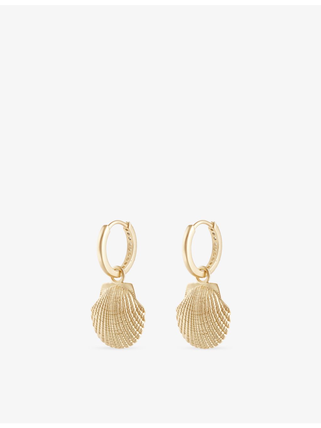 Oceanus seashell pearl drop hoop earrings 3cm - British product