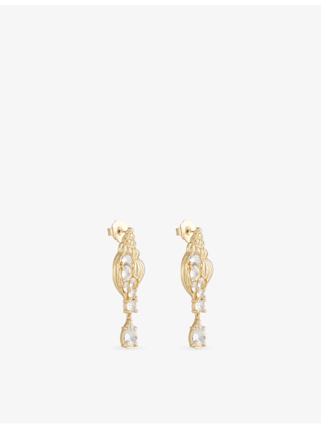 Marcenaria metal drop earrings cubic zirconia shell design, UK version