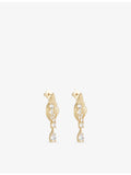 Marcenaria metal drop earrings cubic zirconia shell design, UK version