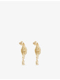 Marcenaria metal drop earrings cubic zirconia shell design, UK version