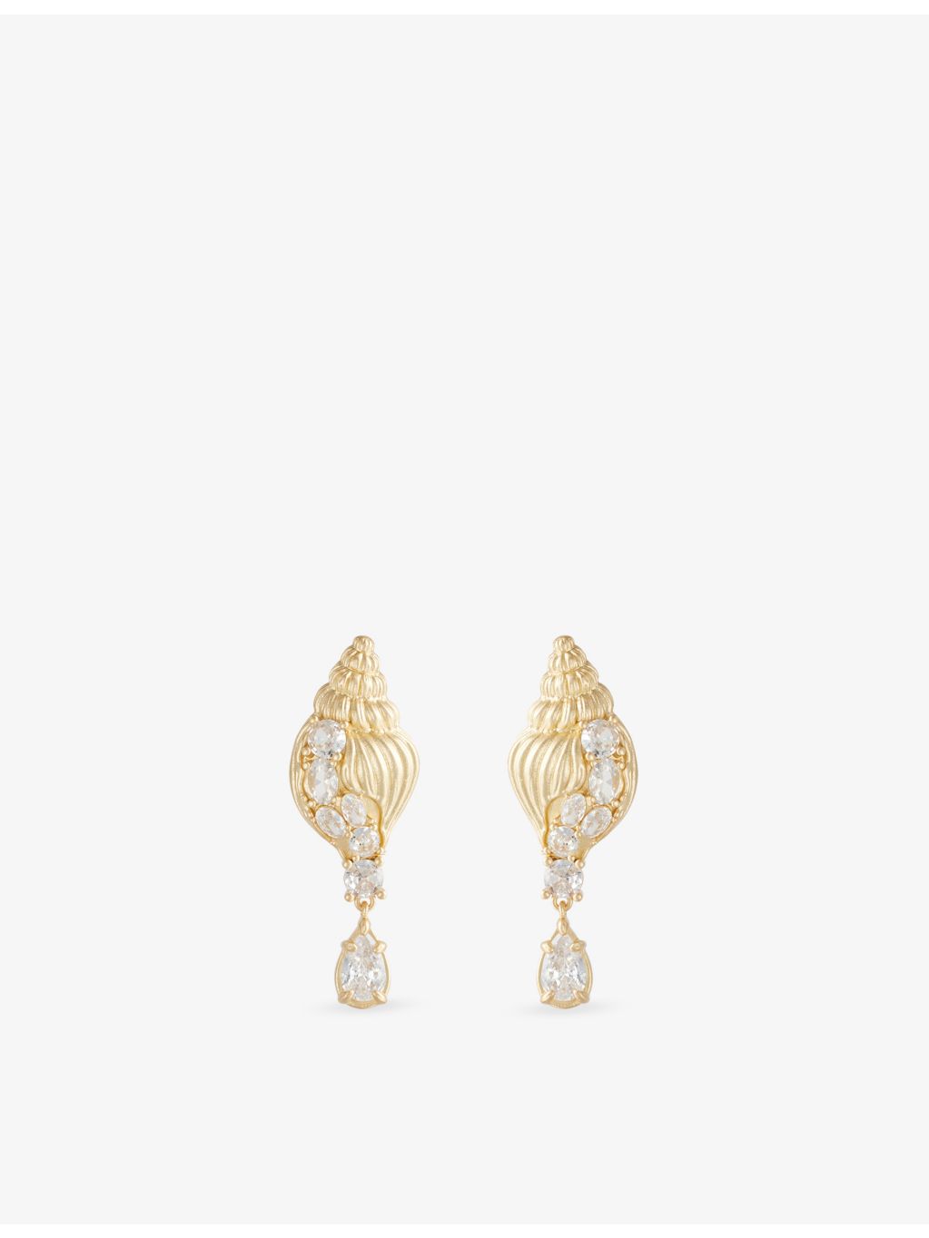 Marcenaria metal drop earrings cubic zirconia shell design, UK version