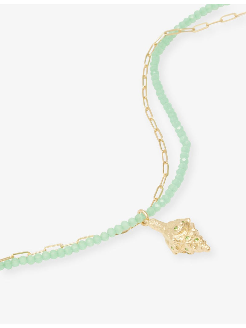 Oceanus shell pendant necklace with cubic zirconia, imported from the UK