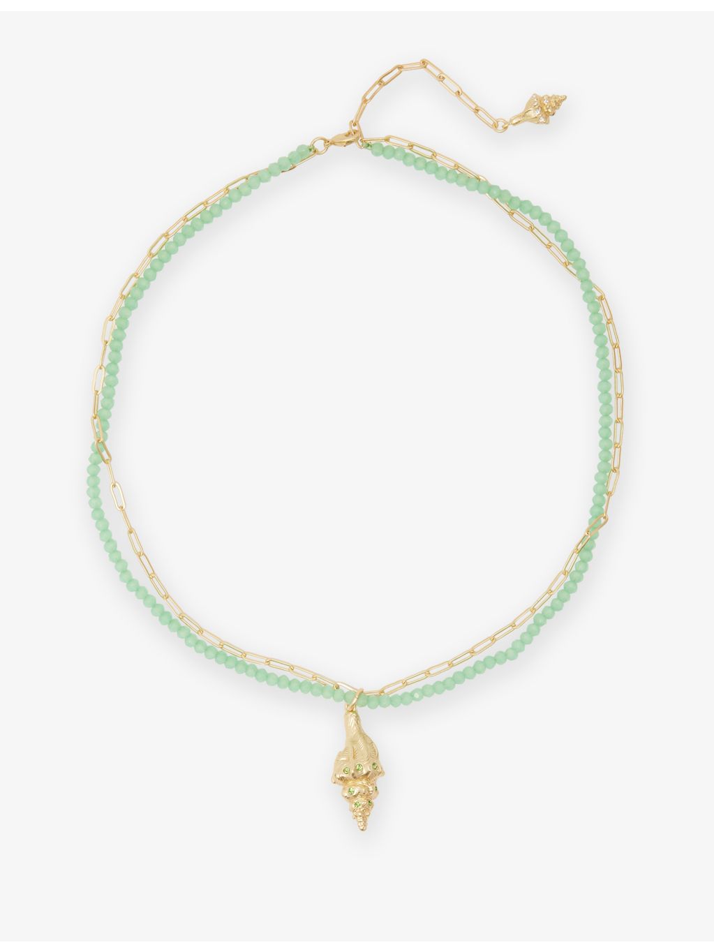 Oceanus shell pendant necklace with cubic zirconia, imported from the UK