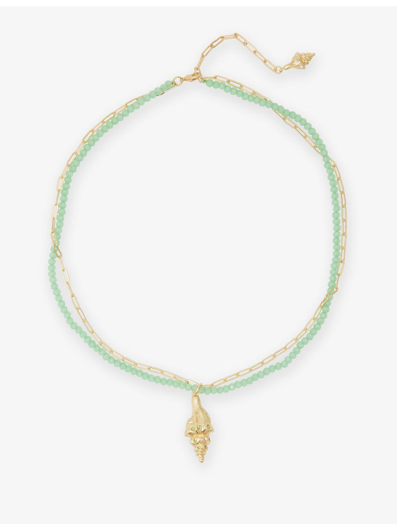 Oceanus shell pendant necklace with cubic zirconia, imported from the UK