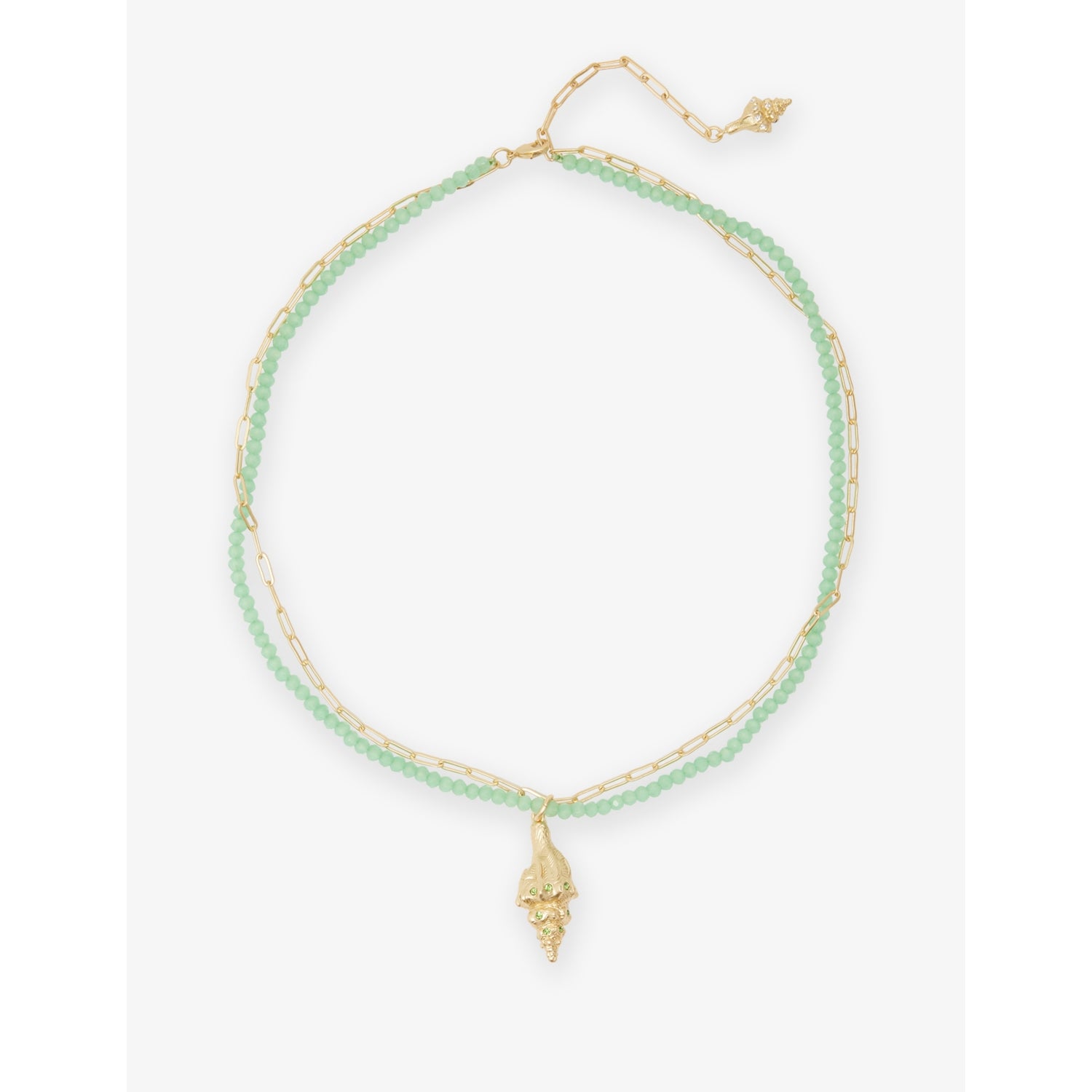 Oceanus shell pendant necklace with cubic zirconia, imported from the UK