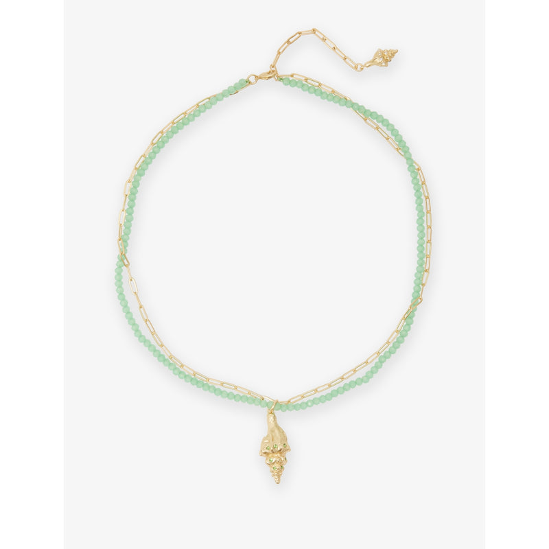 Oceanus shell pendant necklace with cubic zirconia, imported from the UK
