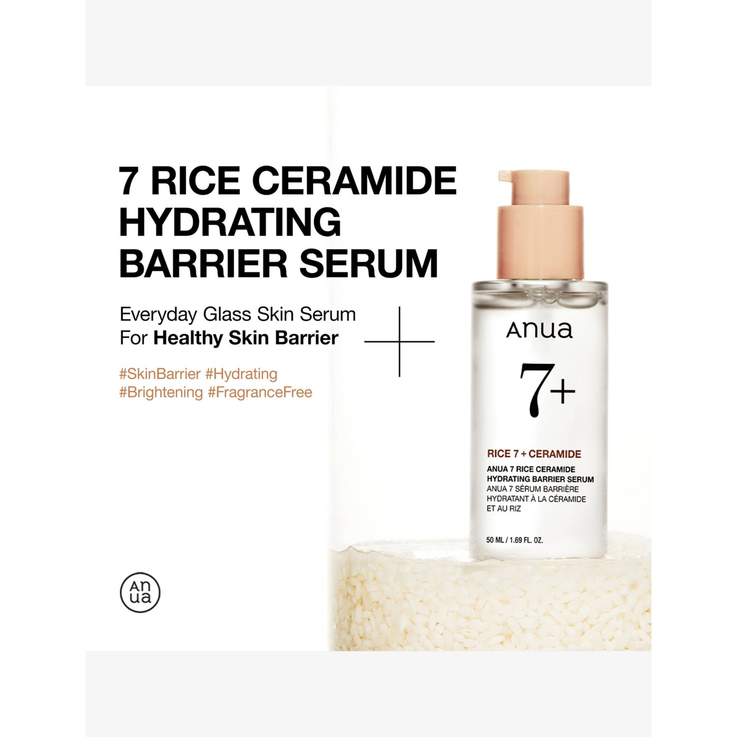 Anua 7 Rice Ceramide Hydrating Barrier Serum 50ml, UK version
