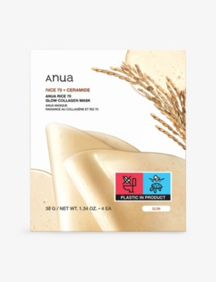 selfridges Anua Rice 70 Glow Collagen Sheet Masks, 4 Pack- Buy online at McGrocer