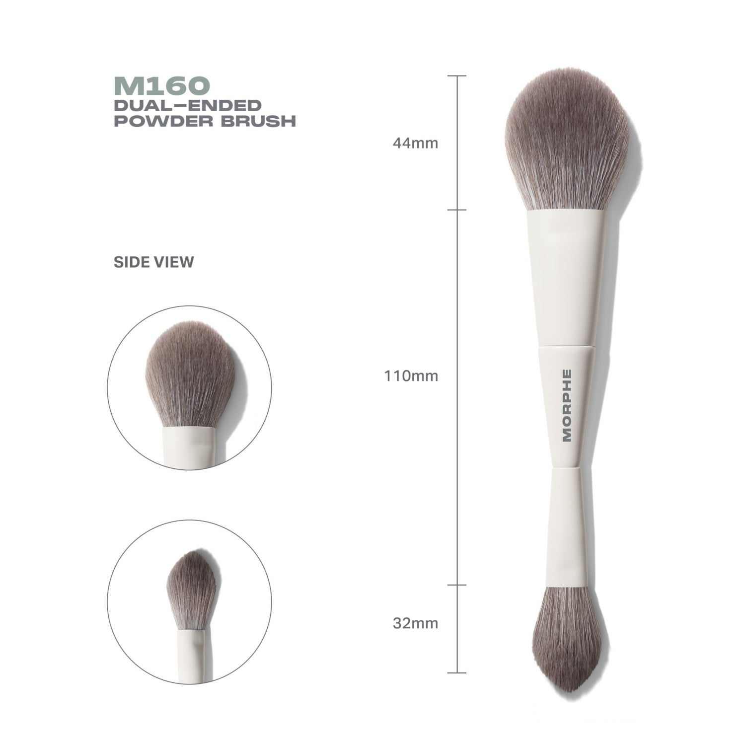 Morphe M160 Dual-Ended Powder Brush, imported from the UK