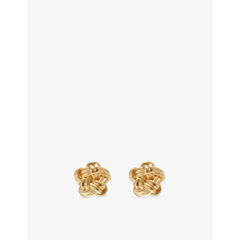 Bottega Veneta 18ct gold-plated sterling silver knot stud earrings - British product