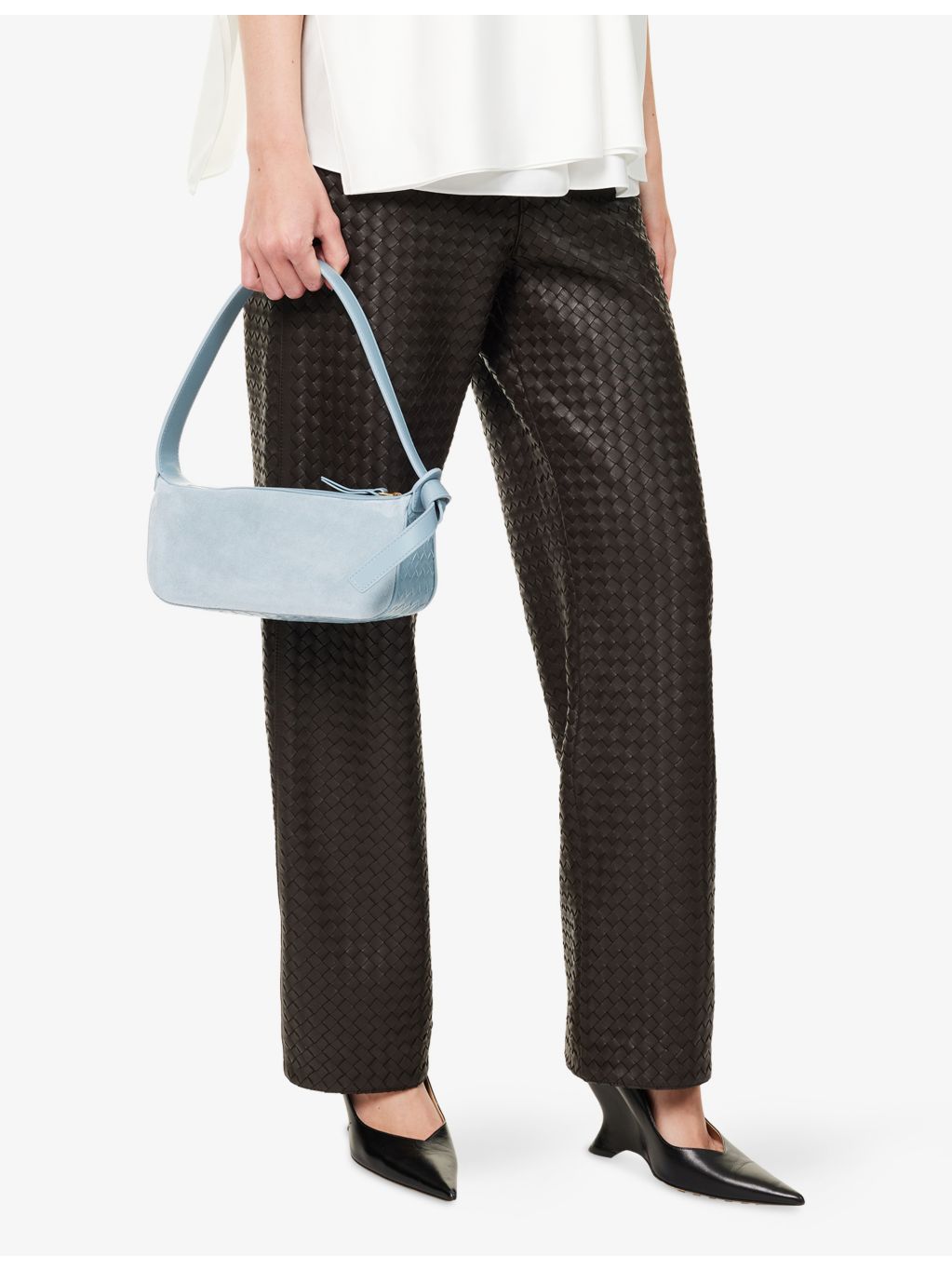 Bottega Veneta Nodo mini suede shoulder bag, imported from the UK