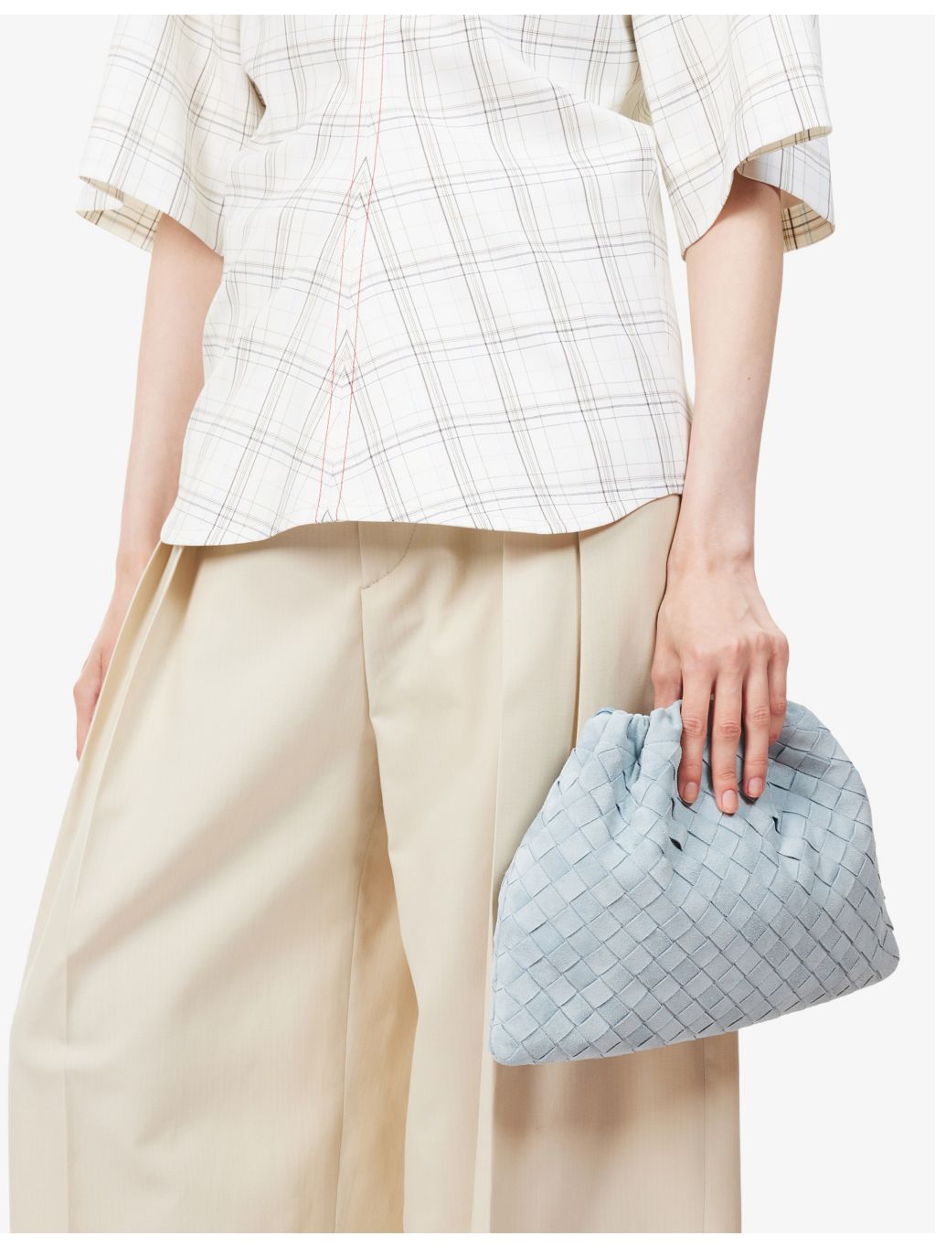 Bottega Veneta medium suede pouch with drawstring closure, UK version