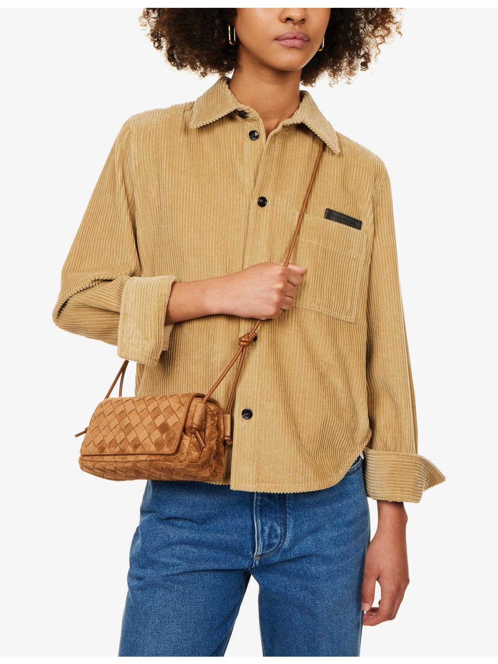 Bottega Veneta Notturno Intrecciato suede shoulder bag, imported from the UK
