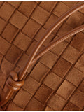 Bottega Veneta Notturno Intrecciato suede shoulder bag, imported from the UK