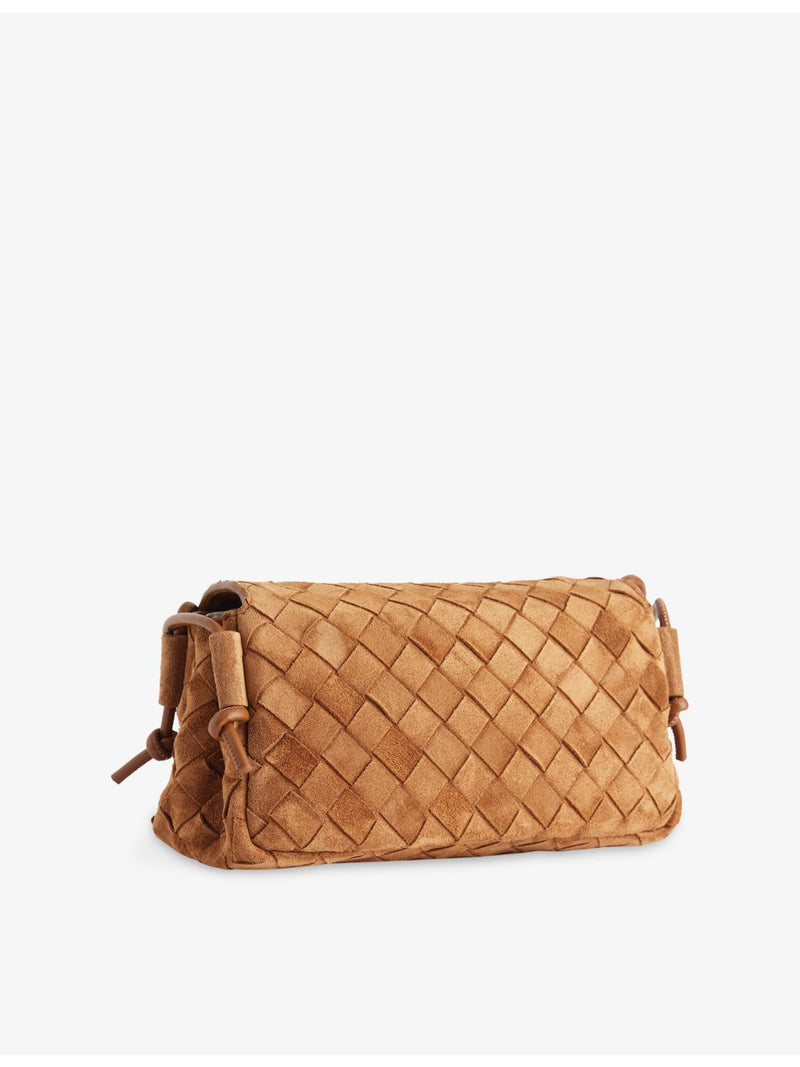 Bottega Veneta Notturno Intrecciato suede shoulder bag, imported from the UK