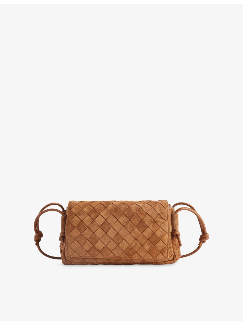 Bottega Veneta Notturno Intrecciato suede shoulder bag, imported from the UK
