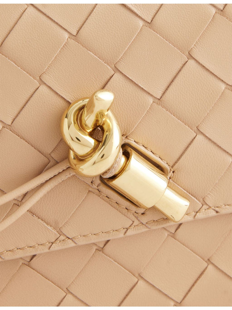 Bottega Veneta lamb leather wallet-on-chain with gold hardware, imported from the UK