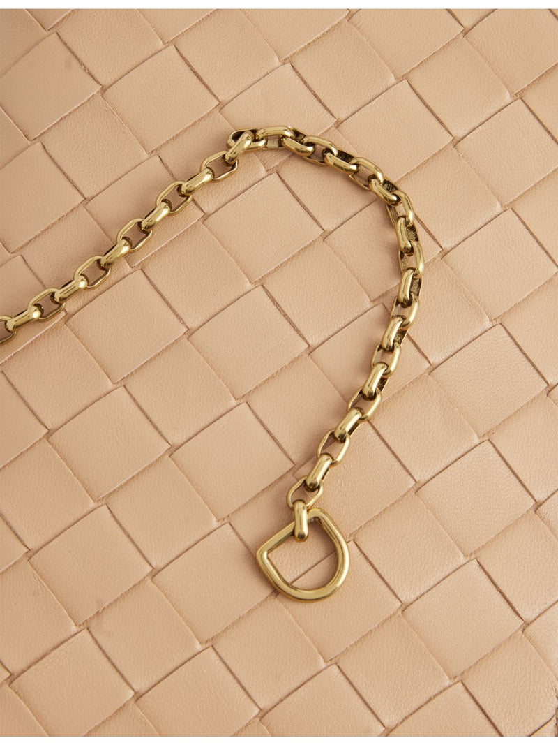 Bottega Veneta lamb leather wallet-on-chain with gold hardware, imported from the UK