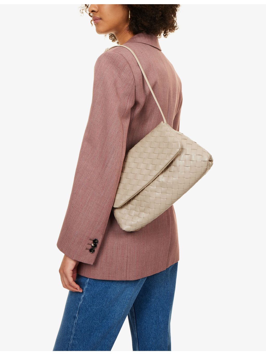 Bottega Veneta Giorno Intrecciat leather pouch, imported from the UK