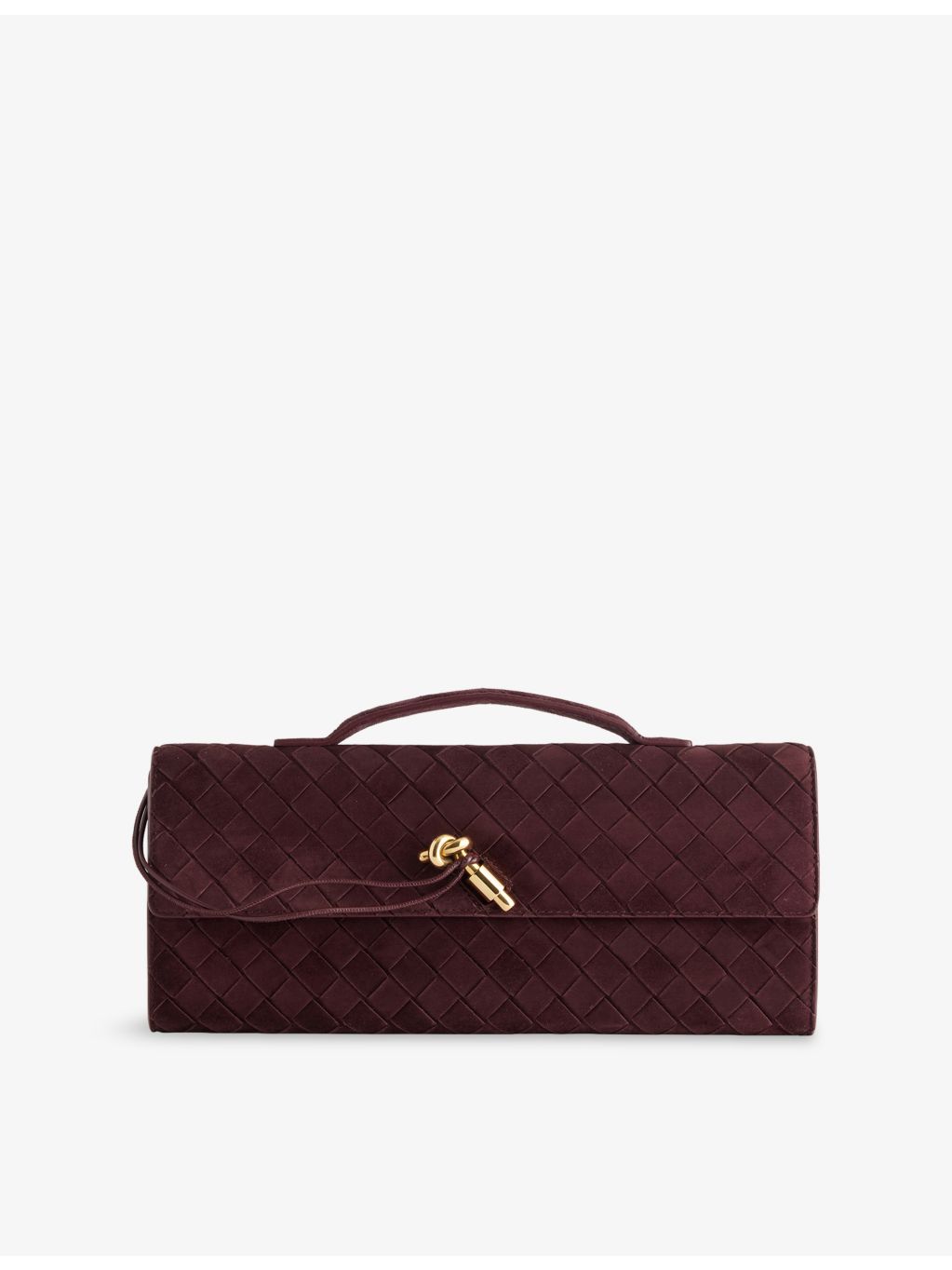 Bottega Veneta suede clutch bag with Intrecciato weave (British brand)