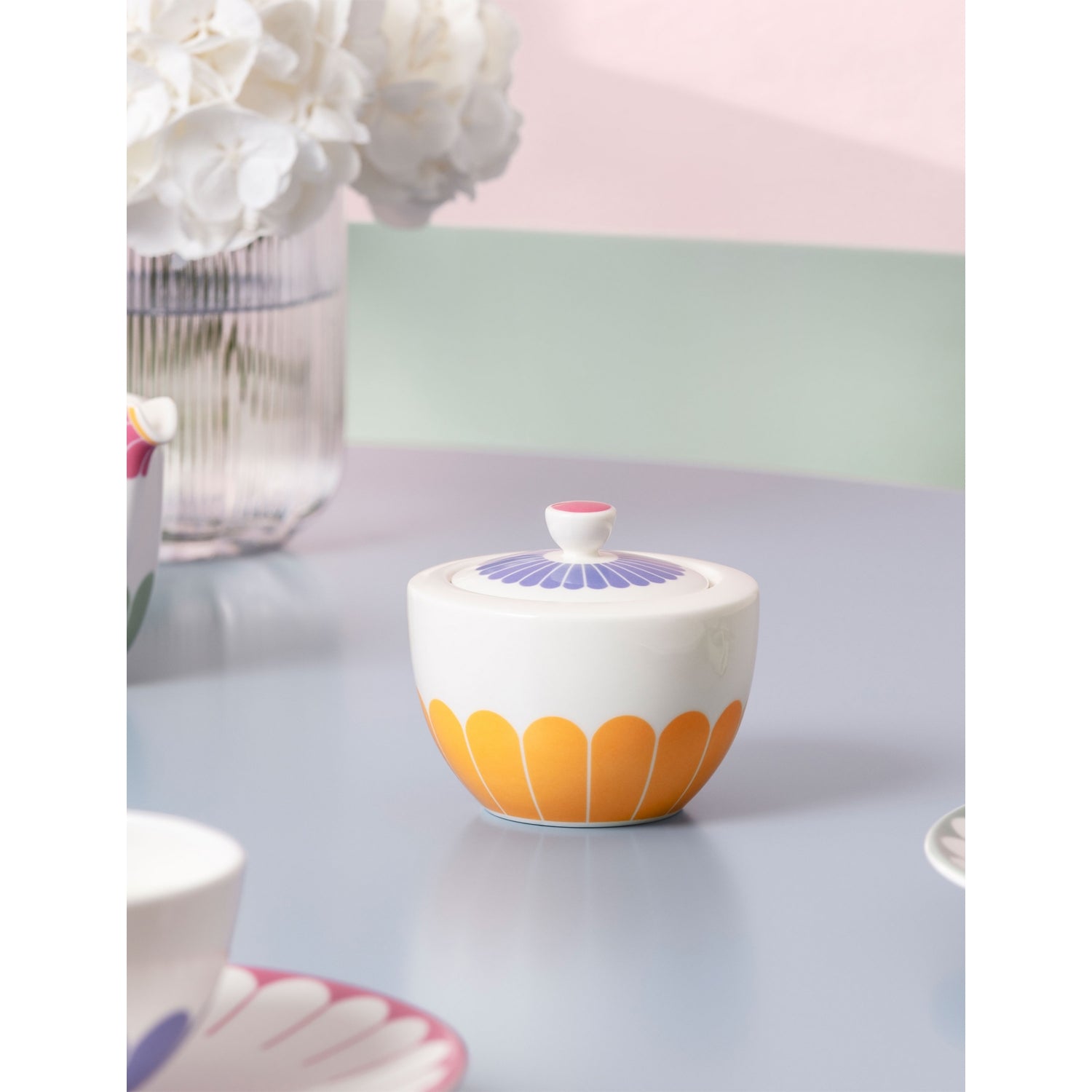 Villeroy & Boch Fleur porcelain sugar bowl 9cm, imported from the UK