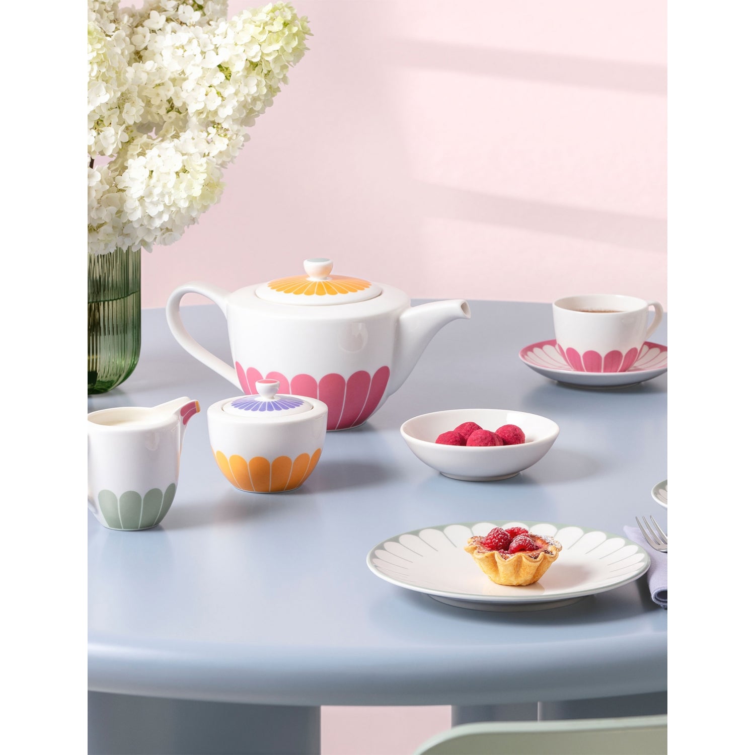 Villeroy & Boch Fleur porcelain sugar bowl 9cm, imported from the UK