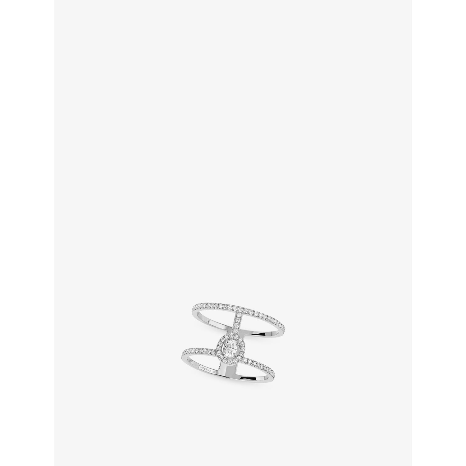 Glam Azone 2 Row Pavé 18ct White Gold And 0.4ct Diamond Ring - PINK - 53mm