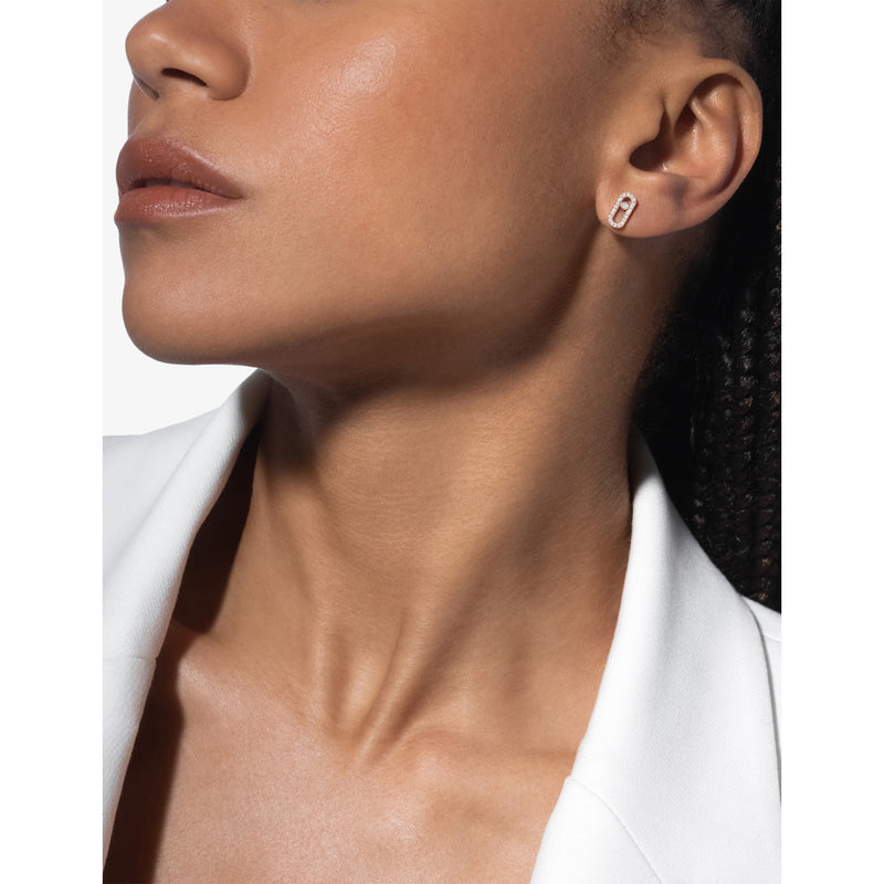 Messika Move Uno gold diamond stud earrings, imported from the UK