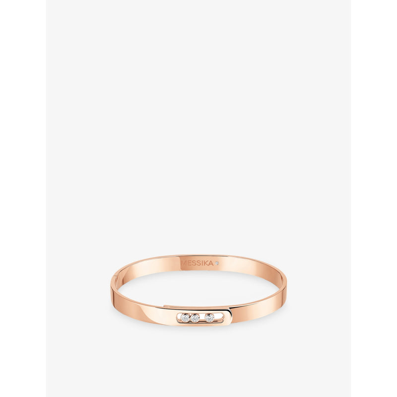 Move Noa 18ct Gold And 0.15ct Diamond Bangle Bracelet - PINK - XS