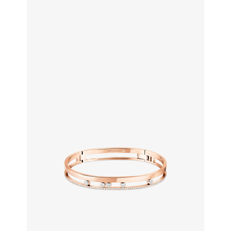 Move Romane 18ct Gold And 0.69ct Diamond Bangle Bracelet - PINK - XS