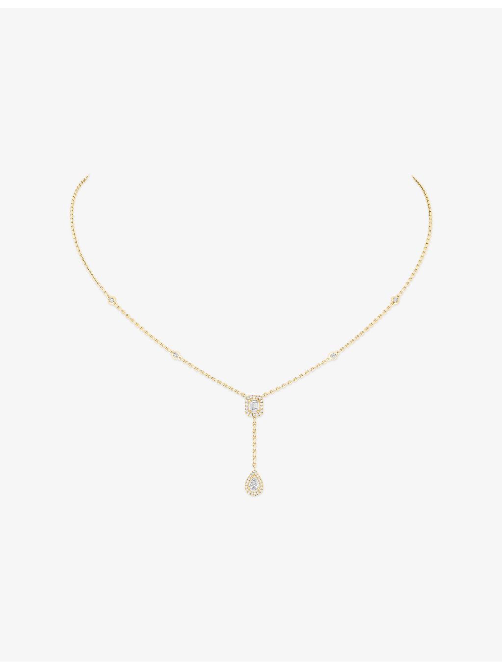 Messika My Twin Tie 18ct gold diamond necklace 45cm, UK version