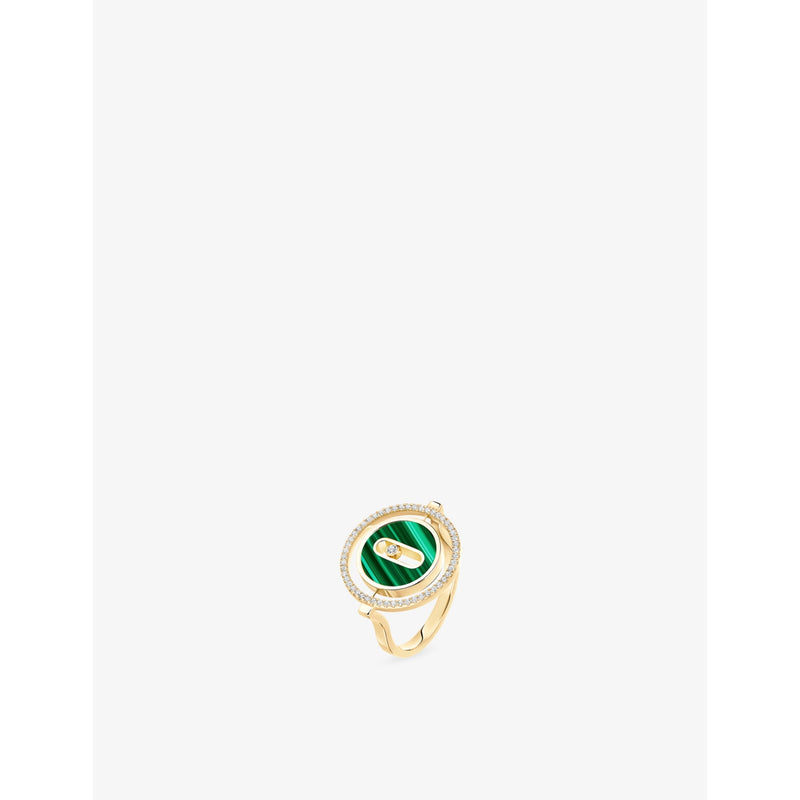 Lucky Move Malachite, 18ct Gold And 0.18ct Diamond Ring - K