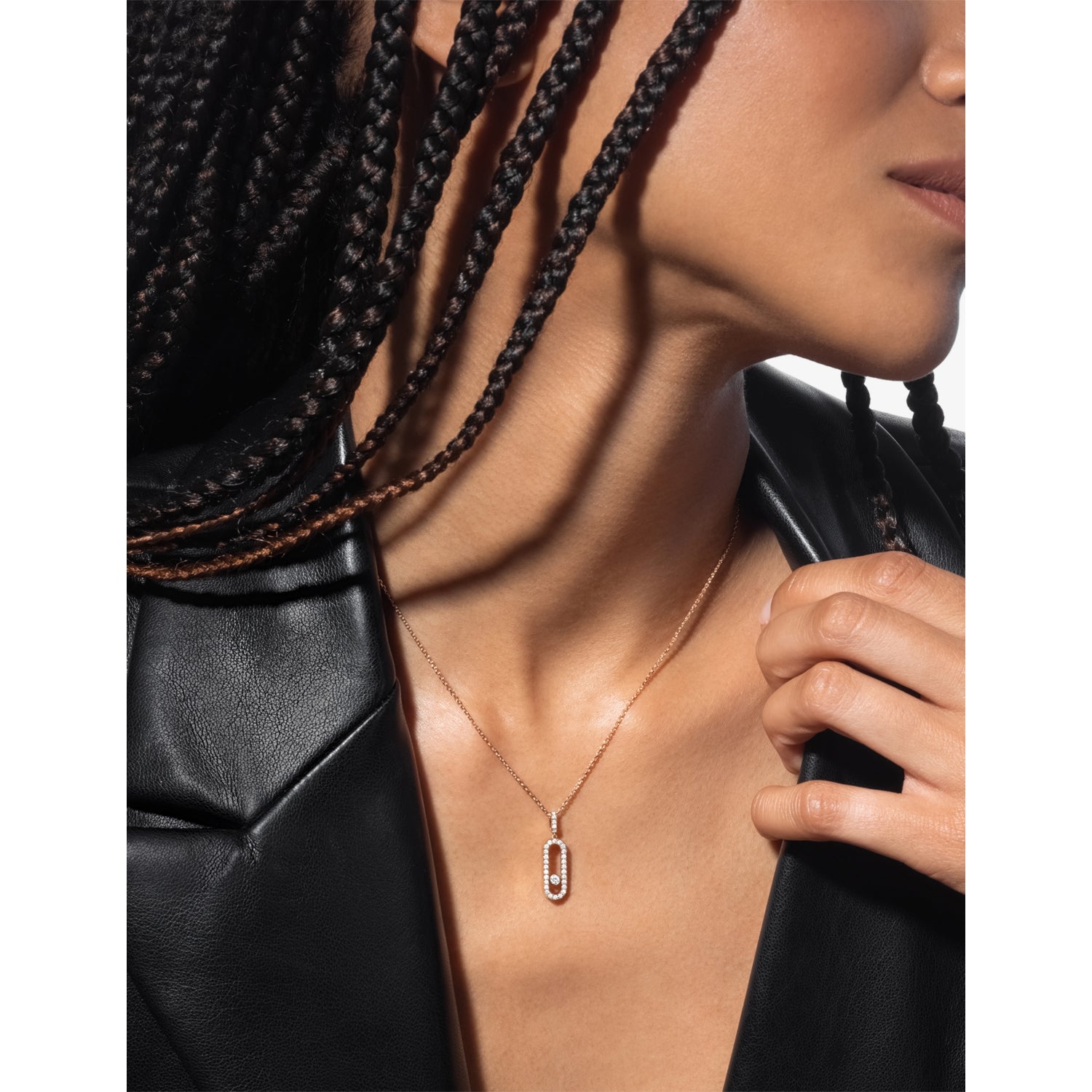 Messika Move Uno large pave diamond necklace 45cm chain - British product