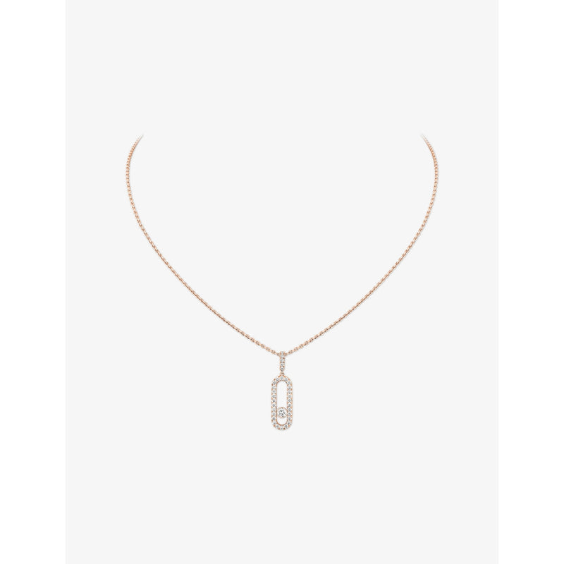 Move Uno Large Pave 18ct Gold And 0.35ct Diamond Necklace - PINK