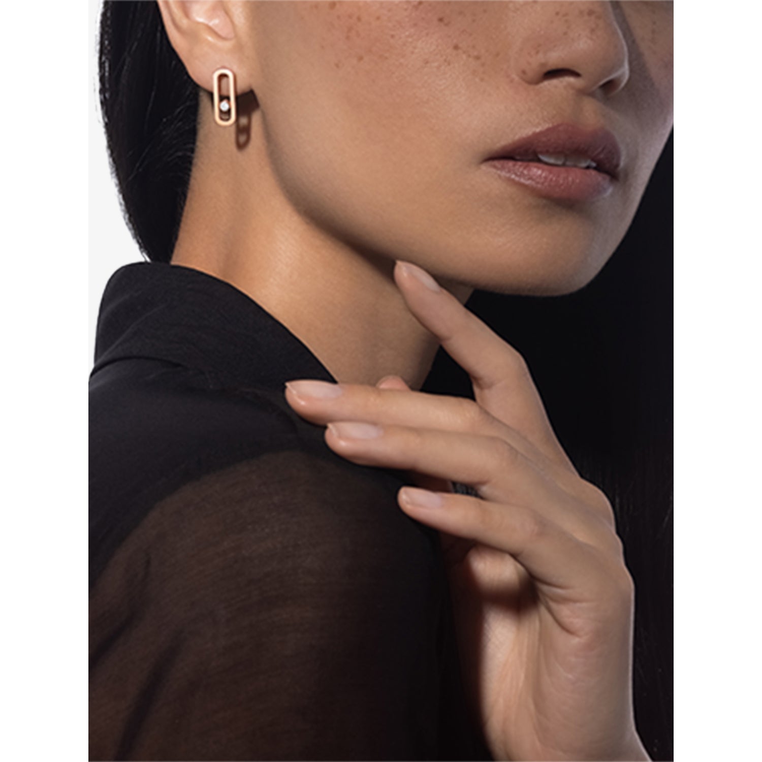 Messika Move Uno diamond earrings 18ct gold 0.16ct, imported from the UK