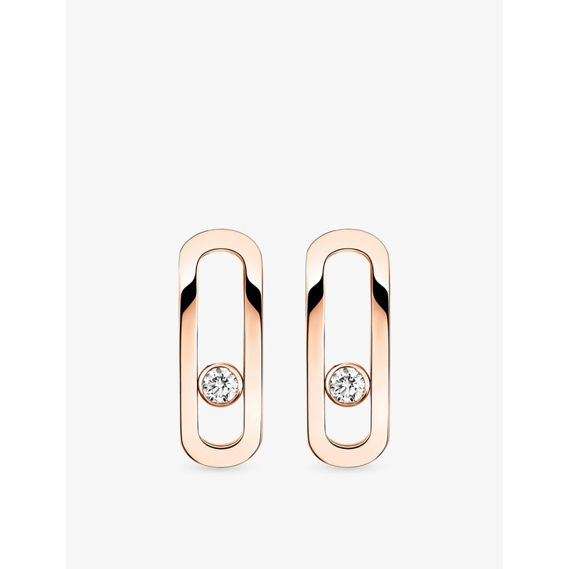 Move Uno 18ct Gold And 0.16ct Diamond Earrings - PINK