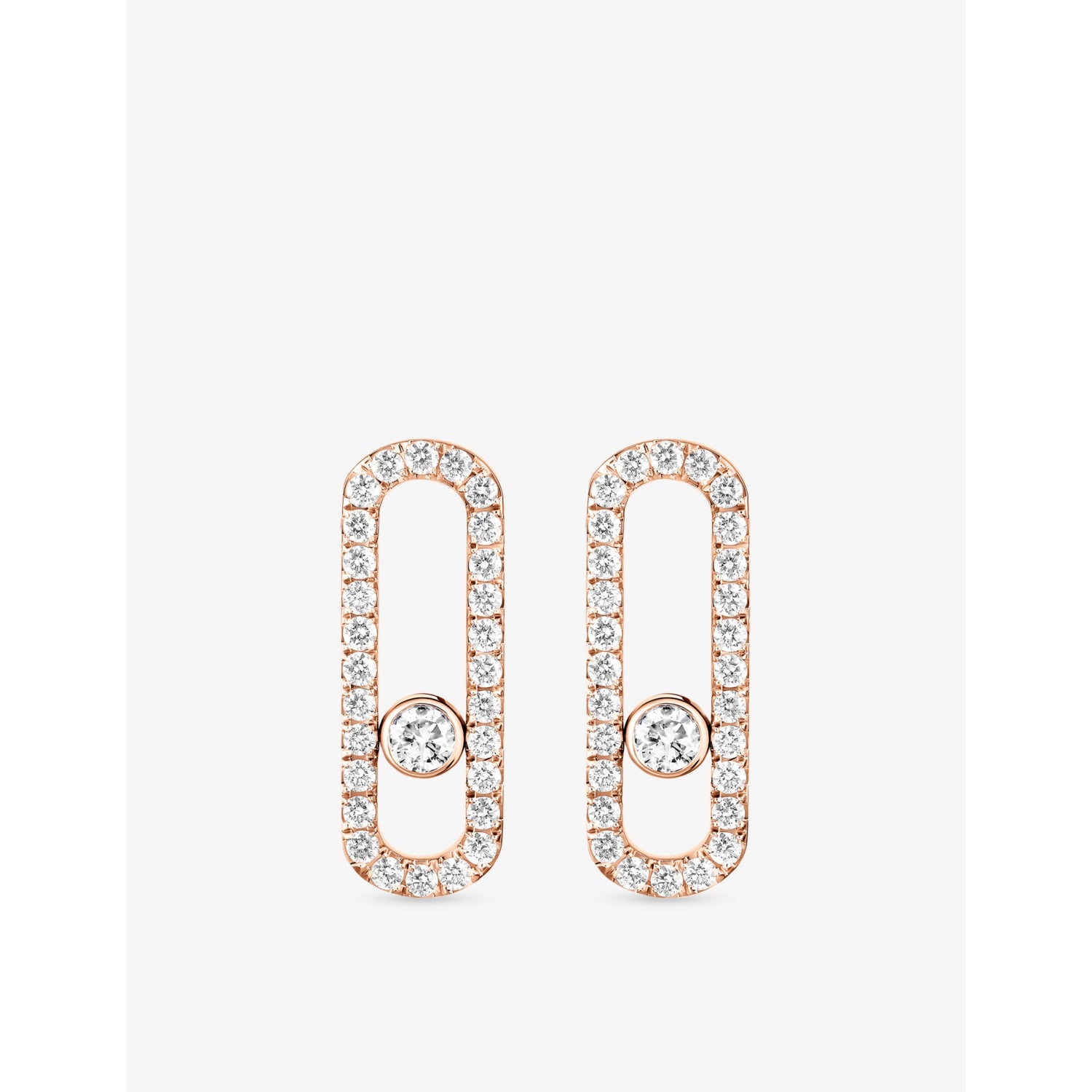 Move Uno Pavé 18ct Gold And 0.66ct Diamond Earrings - PINK