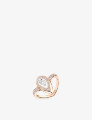 Messika 18ct gold diamond ring 0.63ct pear shape, UK version