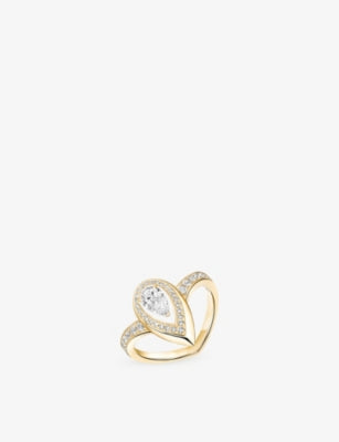 Messika 18ct gold diamond ring 0.63ct pear shape, UK version